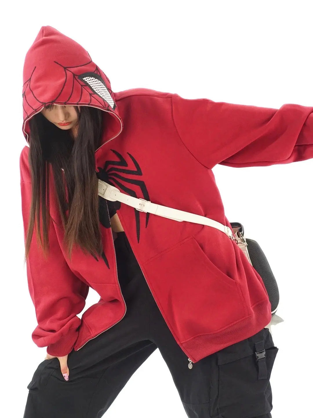 'Spider Squad' Zipped Oversized Hoodie