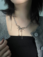 'Spiderfly' Dark Titinium Butterfly Spider Necklace