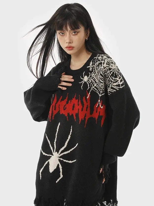 'Spooky Night' Spider Oversized Sweater