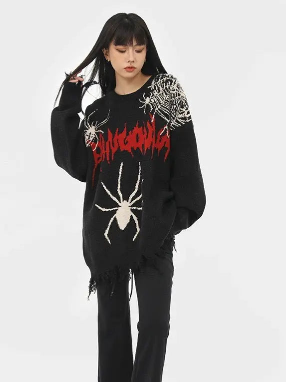 'Spooky Night' Spider Oversized Sweater