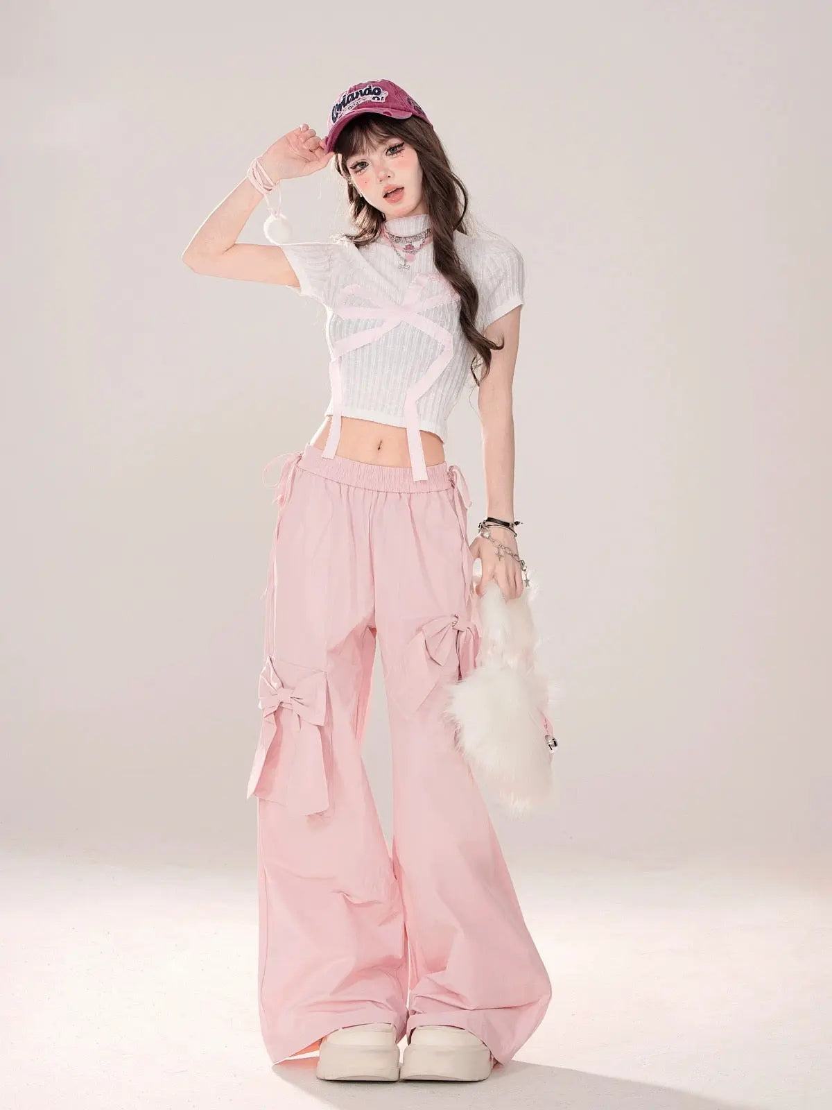 'Spring Date' Coquette Oversized Cargo Pants