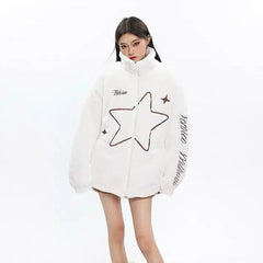 'Star Knows' Star Pattern Zip-Up Jacket