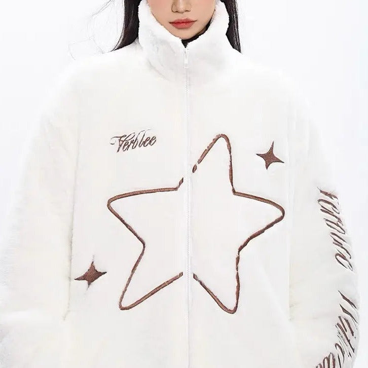 'Star Knows' Star Pattern Zip-Up Jacket