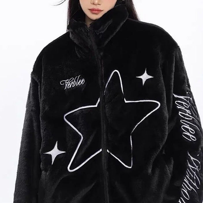 'Star Knows' Star Pattern Zip-Up Jacket