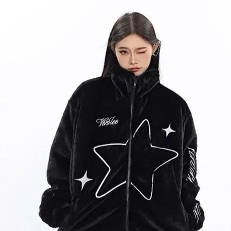 'Star Knows' Star Pattern Zip-Up Jacket