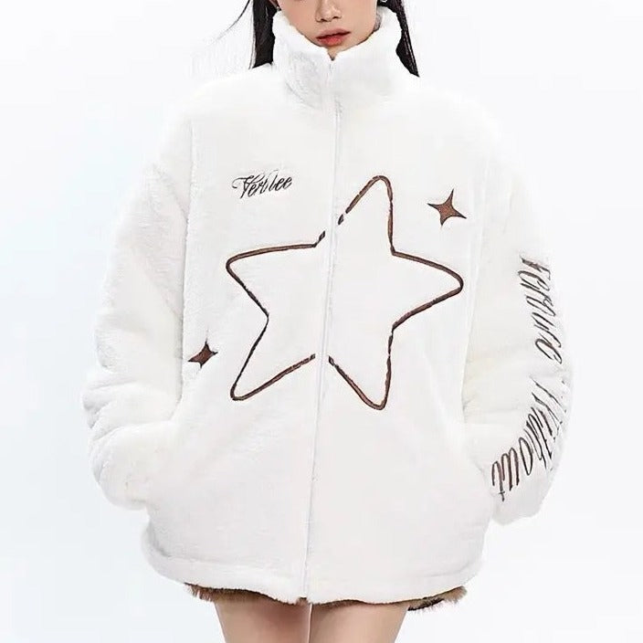 'Star Knows' Star Pattern Zip-Up Jacket