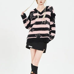 'Starbaby' Grunge Striped Star Detachable Sweater