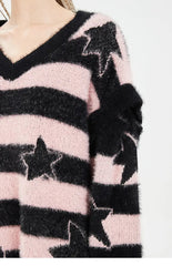 'Starbaby' Grunge Striped Star Detachable Sweater