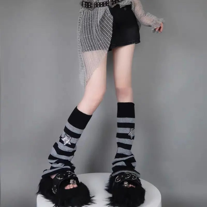 'Stardust' Striped Sequins Leg Warmer