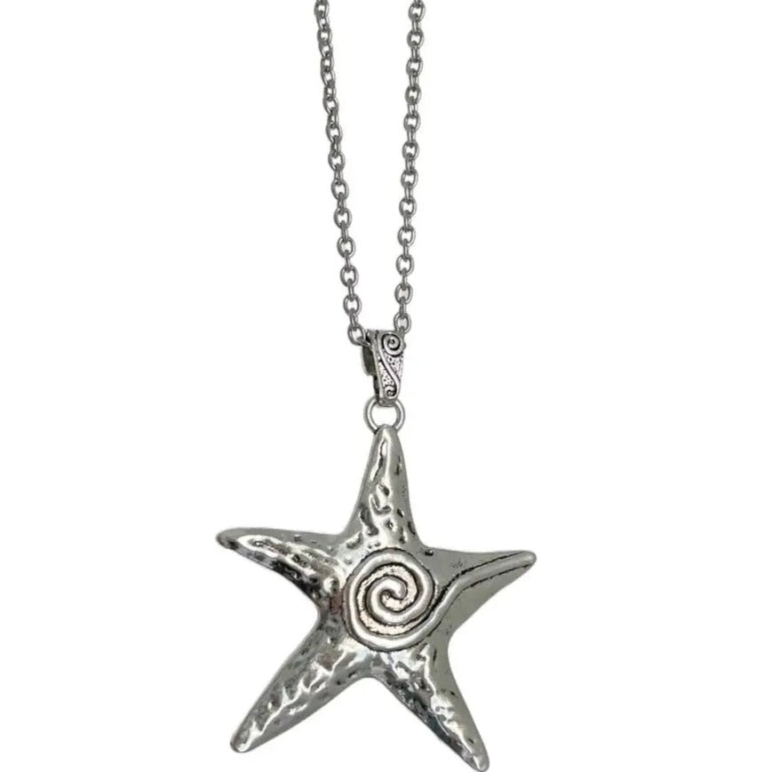 'Starfish' Metal Futuristic Sweater Necklace