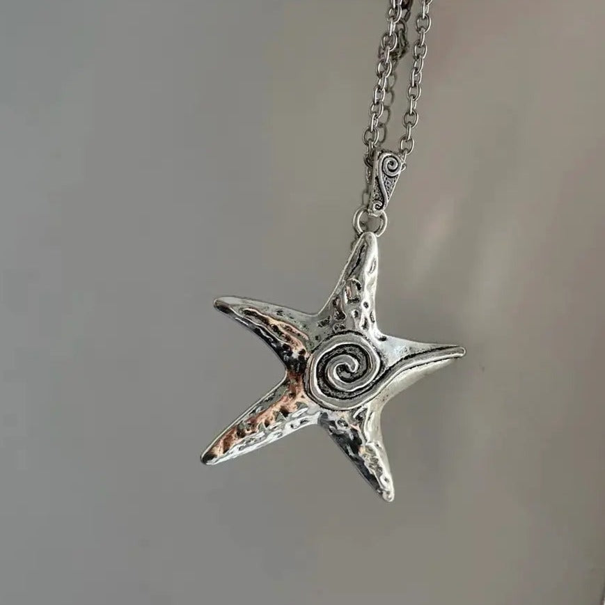 'Starfish' Metal Futuristic Sweater Necklace