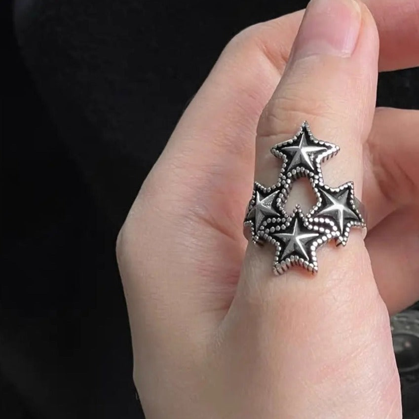 'Starry' Star Shape Grunge Rings Set