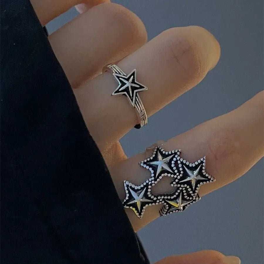 'Starry' Star Shape Grunge Rings Set