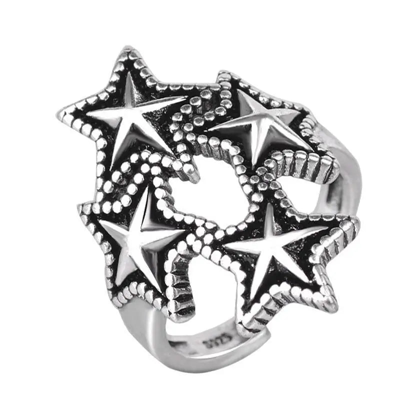 'Starry' Star Shape Grunge Rings Set