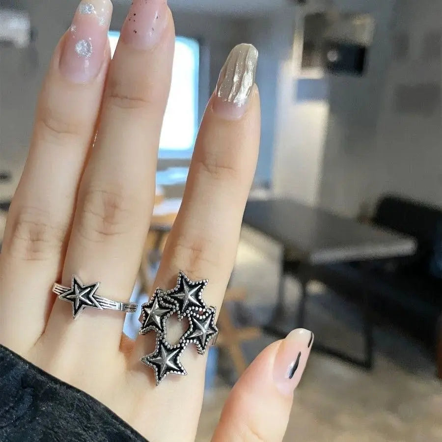 'Starry' Star Shape Grunge Rings Set