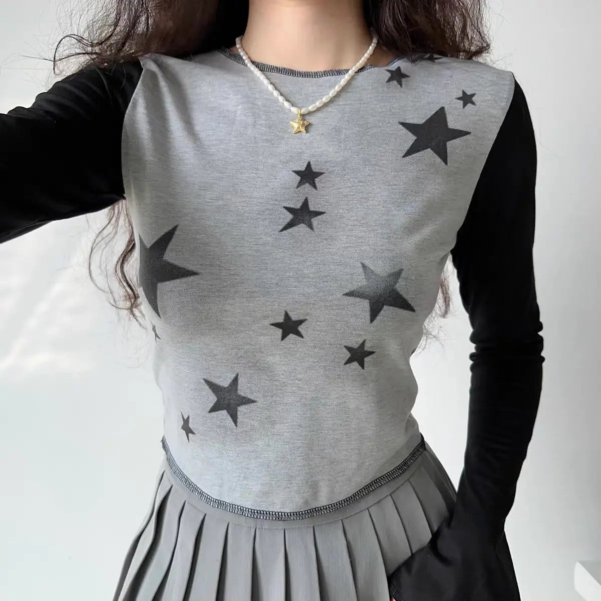 'Starship' Grunge Harajuku Star Patterns Top