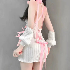 'Strawberry Angel' Kawaii Bow-tie Sweater Dress