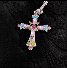 'Sugarcoat' E-girl Colorful Cross Necklace