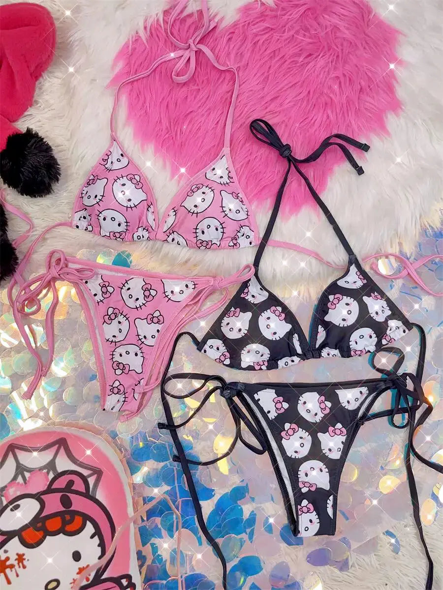 'Summer Crush' Sexy Cute Kitten Prints Swim Bikini Suit