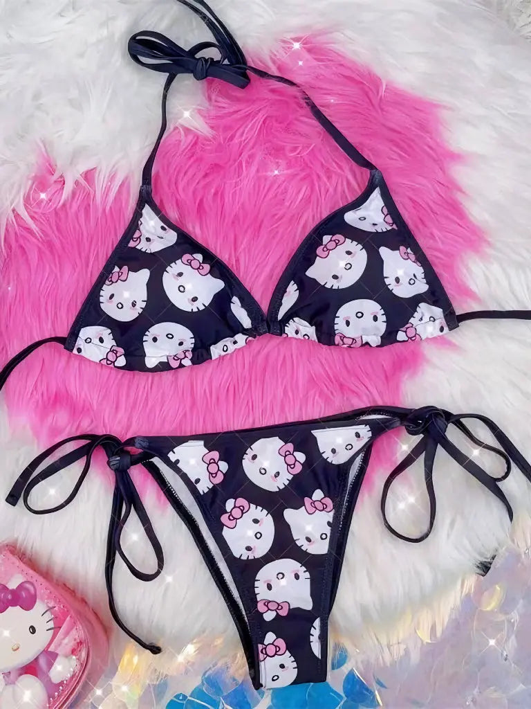 'Summer Crush' Sexy Cute Kitten Prints Swim Bikini Suit