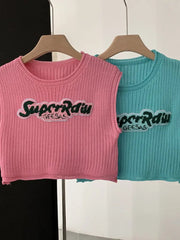 'Super Radio'Streetstyle Knitted Tank Top