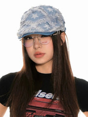 'Supernatural' Retro Kpop Distressed Star Beret Hat