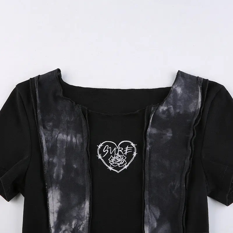 'Sure Love' Grunge Tie-dye Crop Top