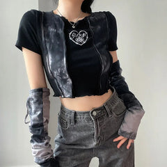 'Sure Love' Grunge Tie-dye Crop Top