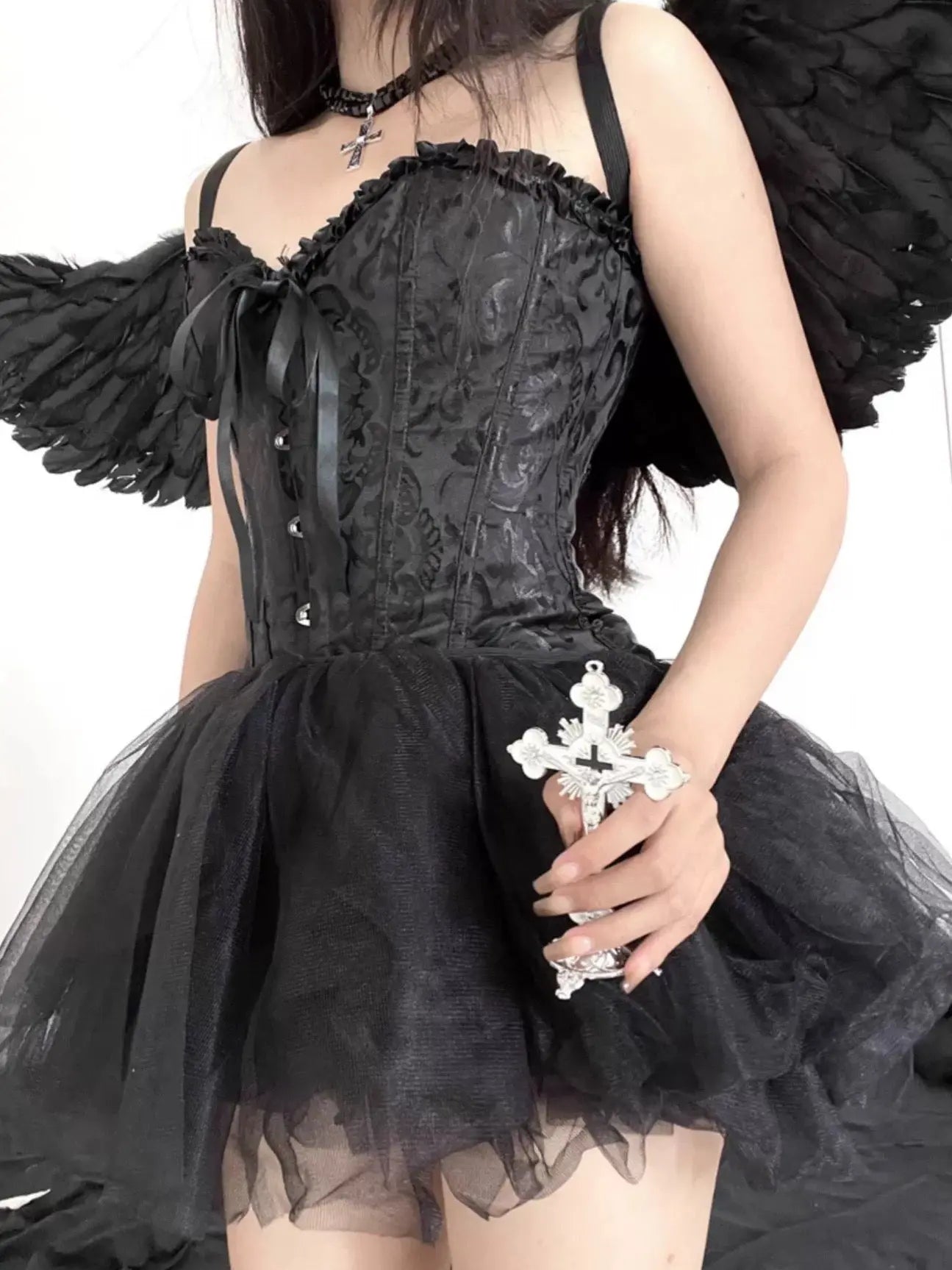 'Swan' Corset Pom Pom Angel Dress Costume