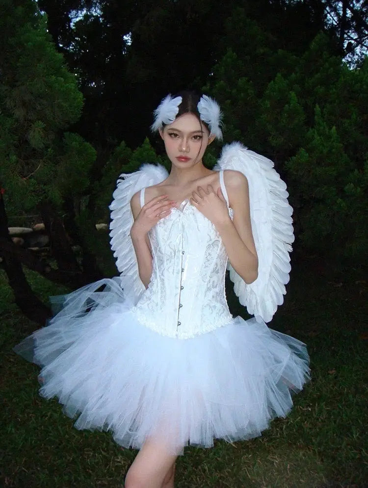 'Swan' Corset Pom Pom Angel Dress Costume