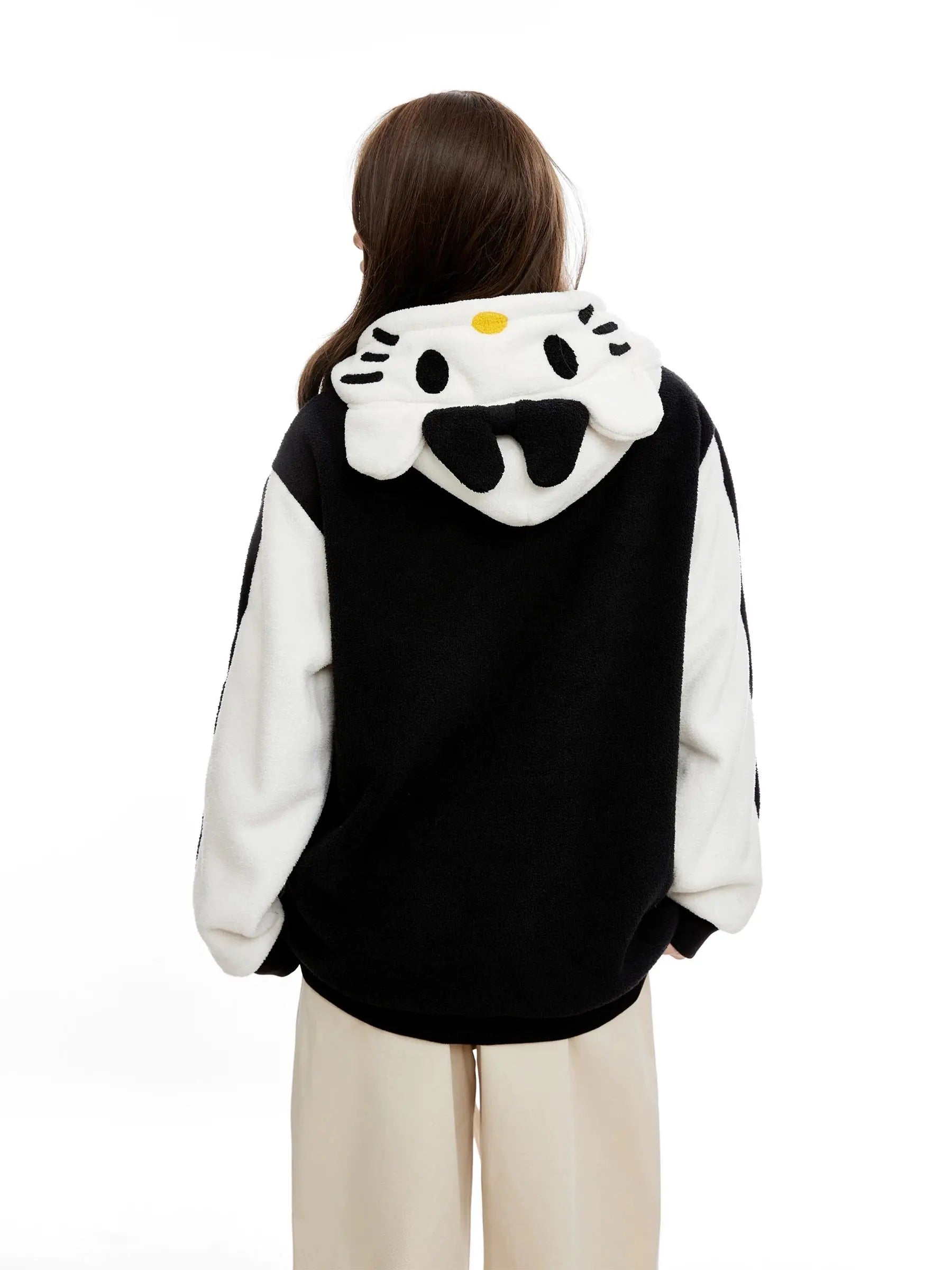 'Sweet Duo' Kawaii Streetstyle Fleeced Oversized Kitty Hoodie