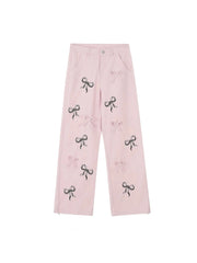 'Sweet Talk' Kawaii Ribbon Oversized Cargo Pants