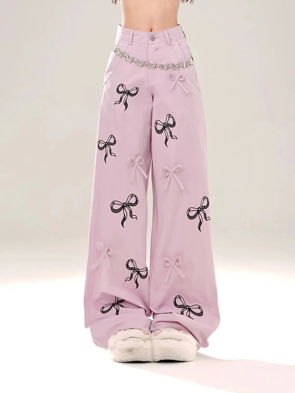 'Sweet Talk' Kawaii Ribbon Oversized Cargo Pants