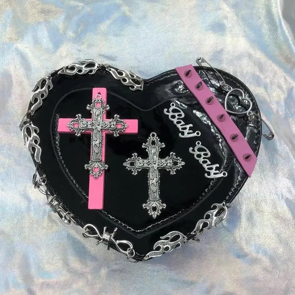 'Sweetest Pies' Pink & Cross Kawaii Goth Bag