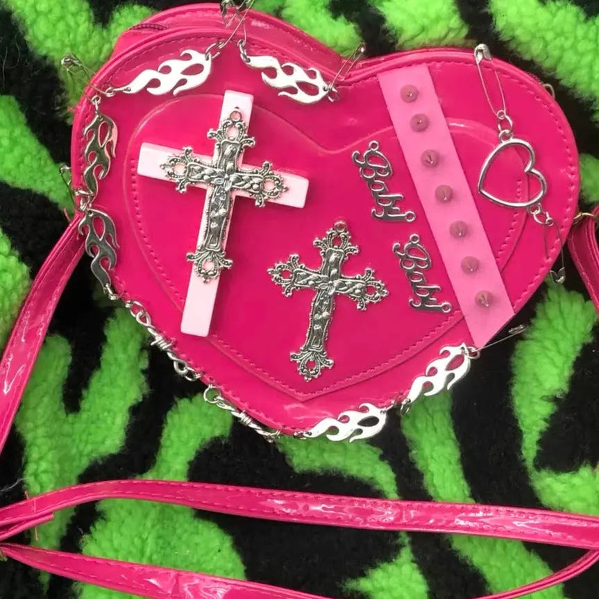 'Sweetest Pies' Pink & Cross Kawaii Goth Bag