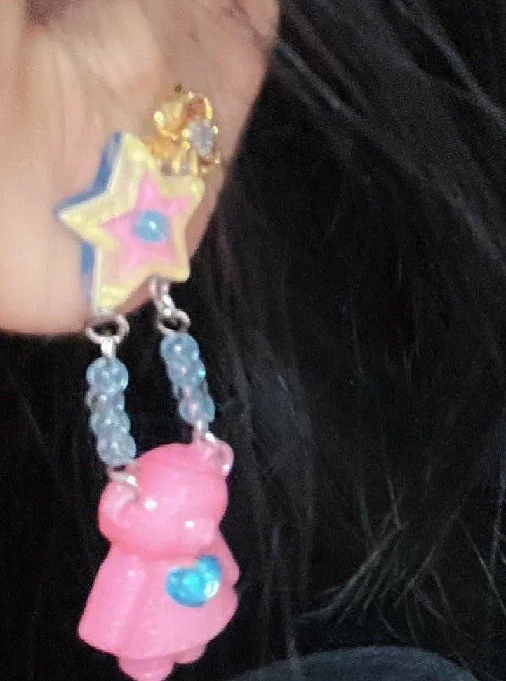 'Swinging bear' Kawaii Egirl Resin Bear Earrings