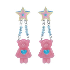 'Swinging bear' Kawaii Egirl Resin Bear Earrings