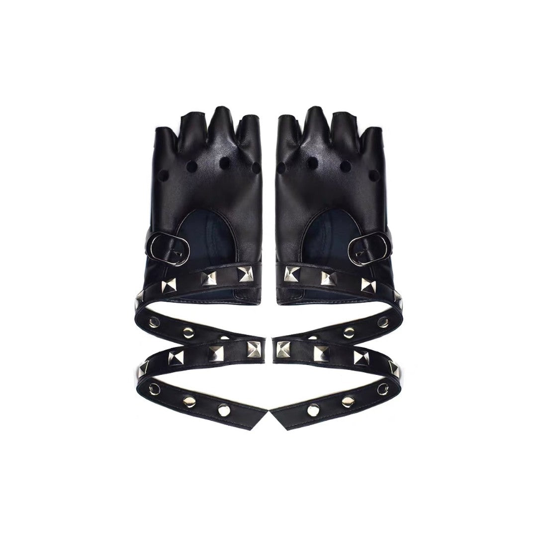 'Tameless' Grunge Rivet Pu Summer Gloves