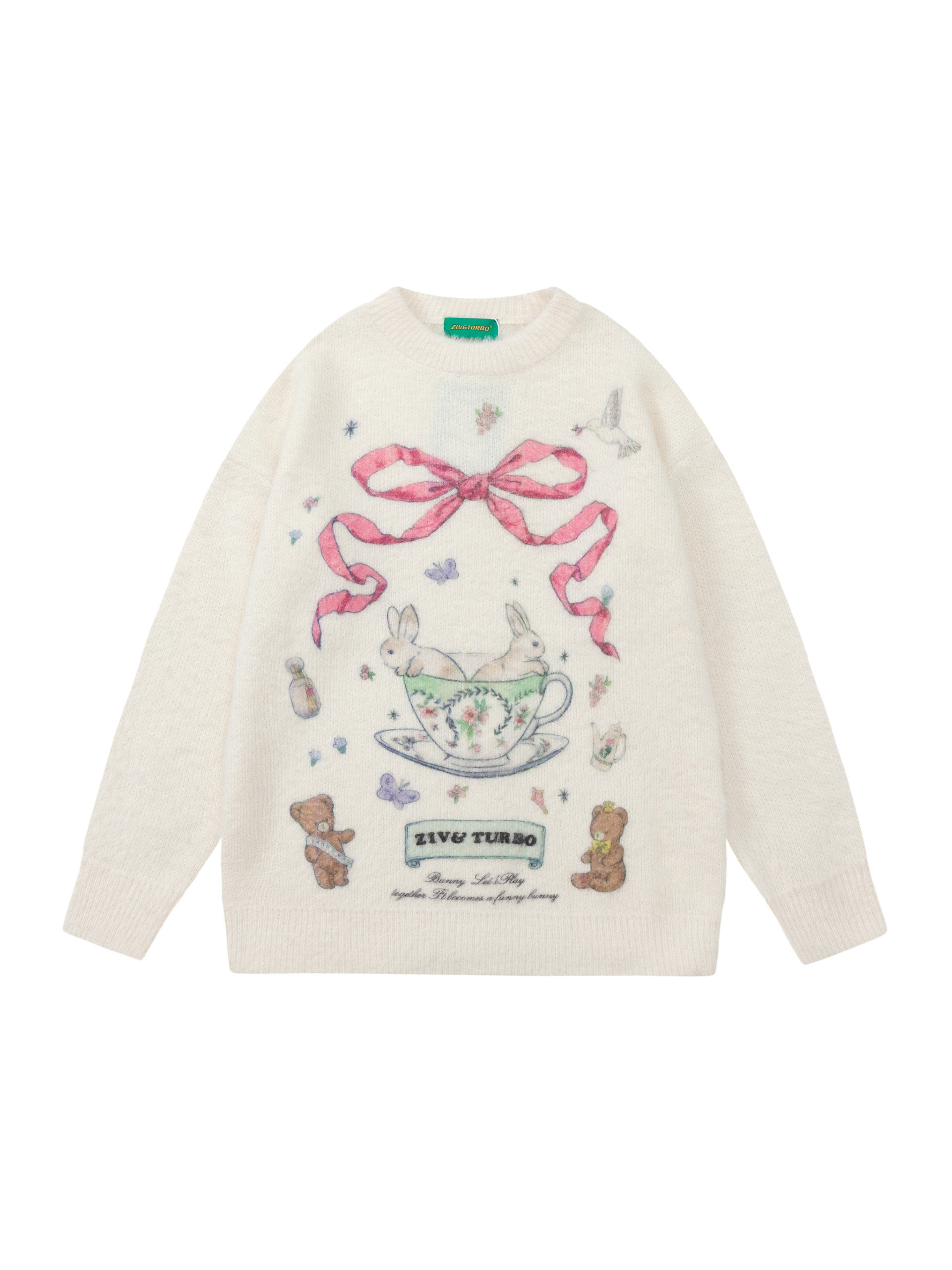 'Teacup' Coquette Ribbon Rabbit Sweater