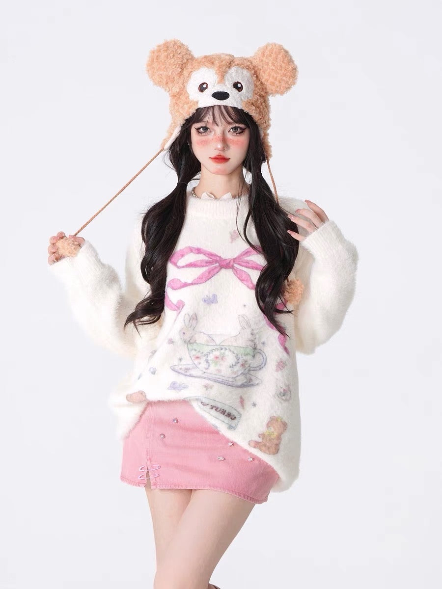 'Teacup' Coquette Ribbon Rabbit Sweater