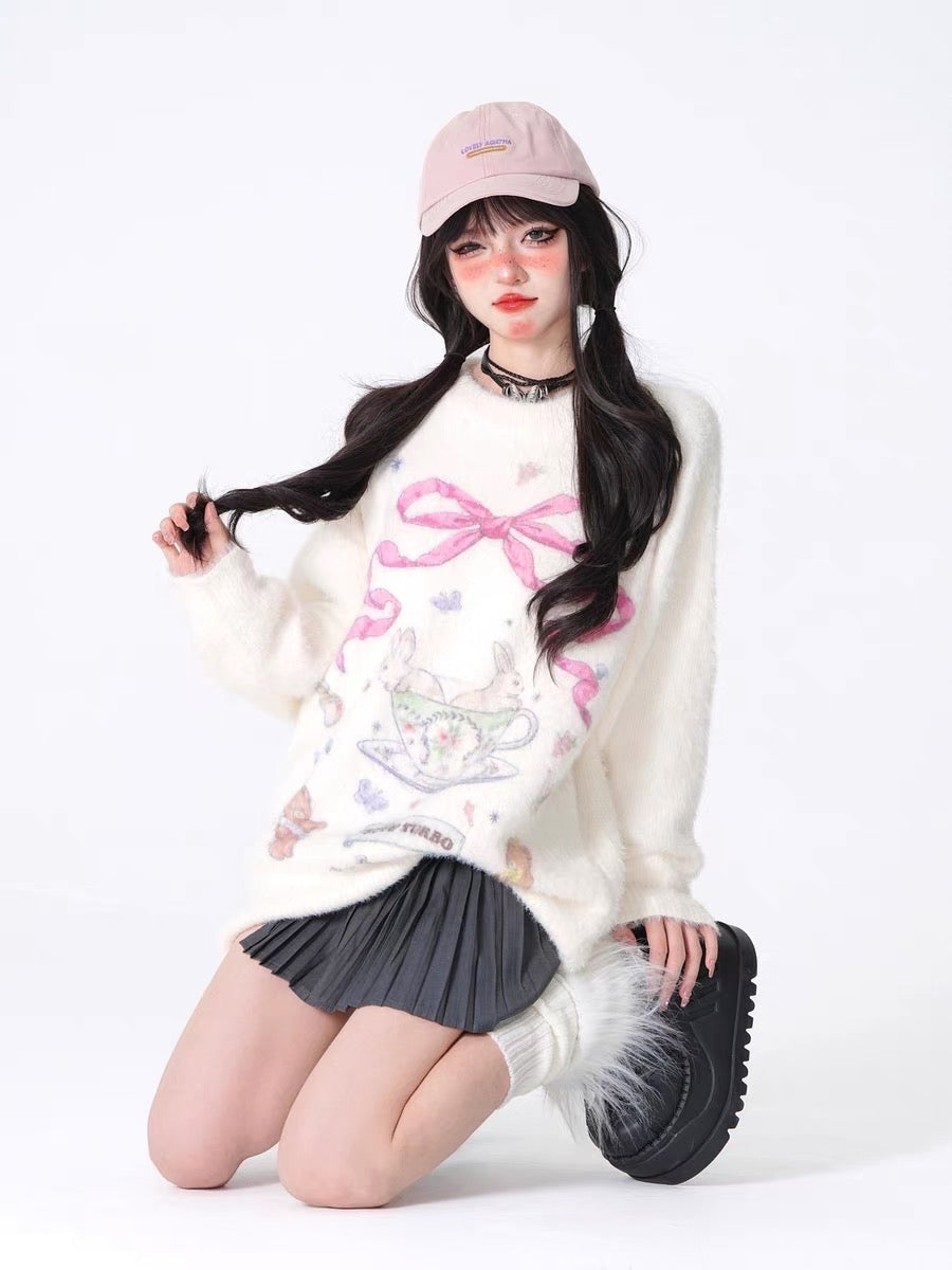 'Teacup' Coquette Ribbon Rabbit Sweater