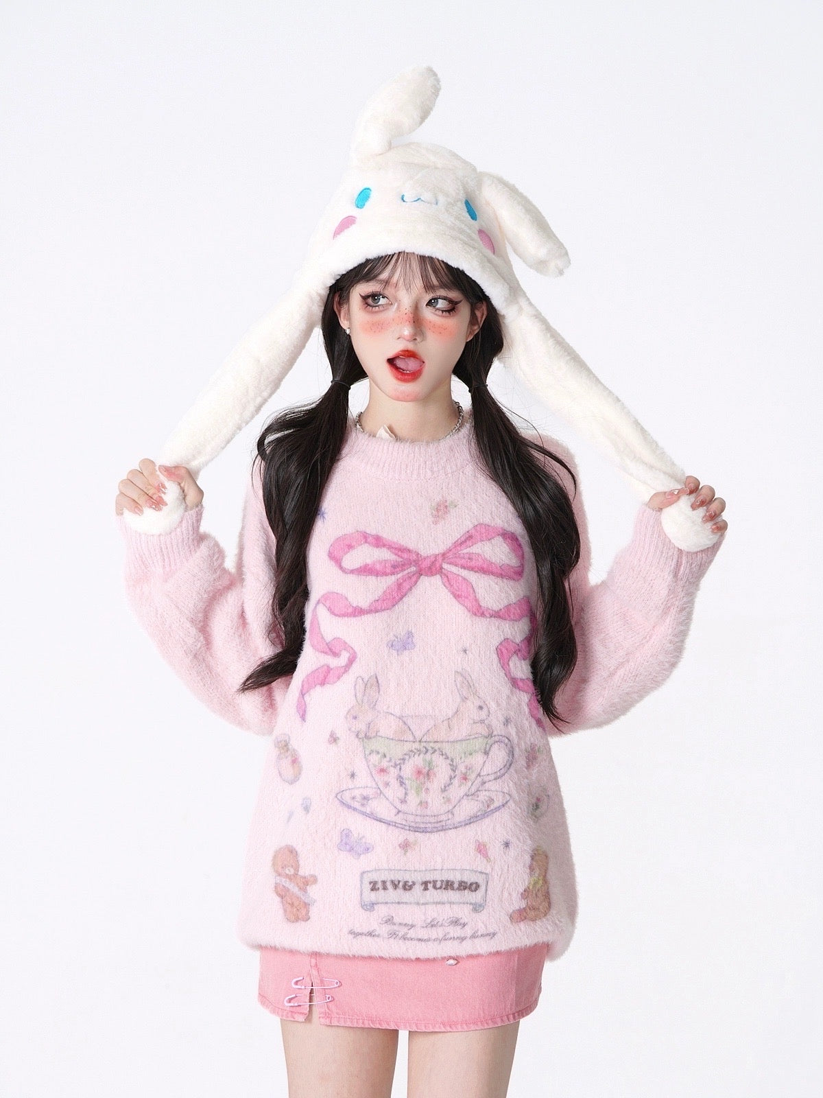 'Teacup' Coquette Ribbon Rabbit Sweater