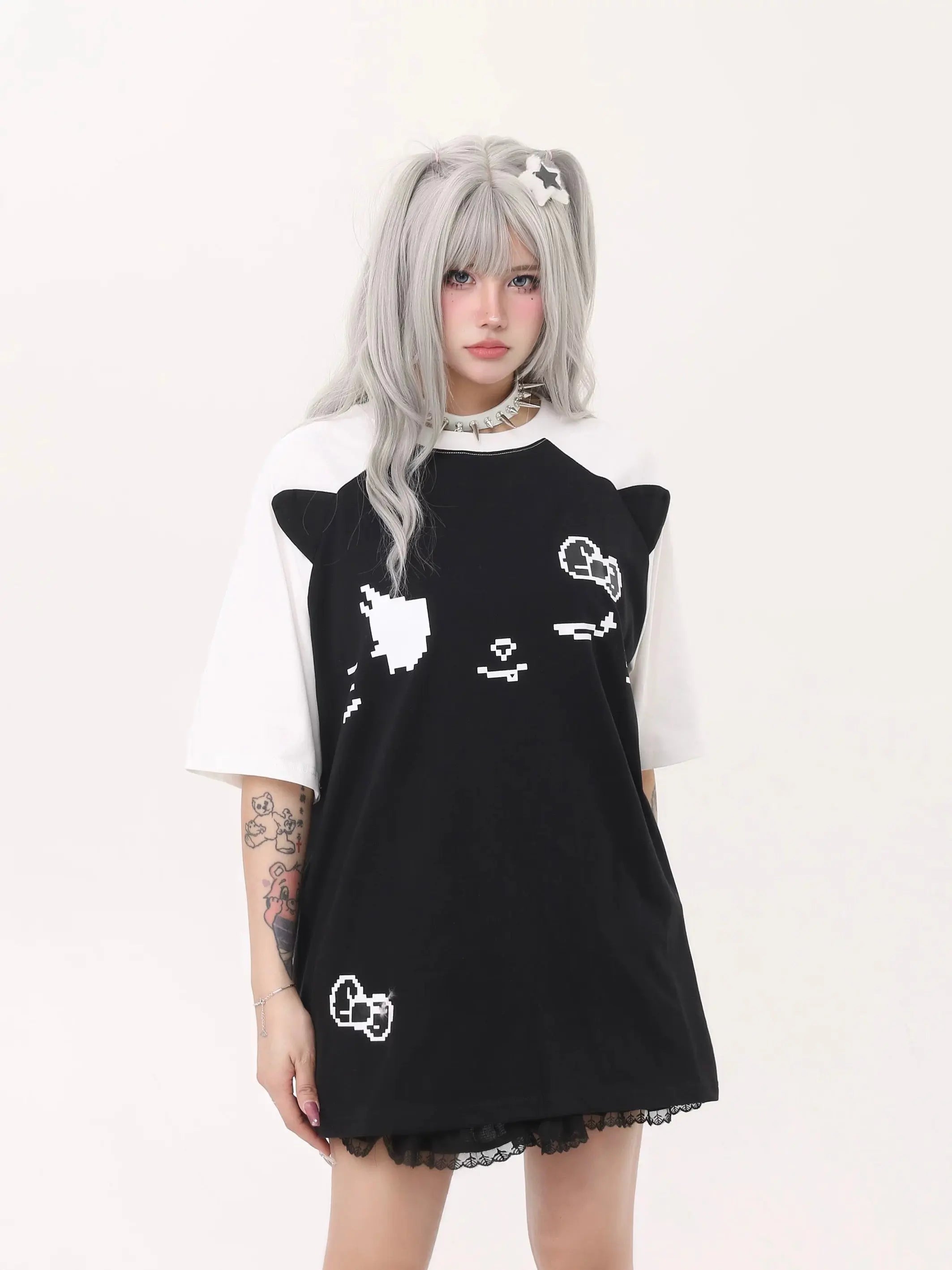 'Tenki Cat' Streetstyle Kawaii Oversized Skull Shirts