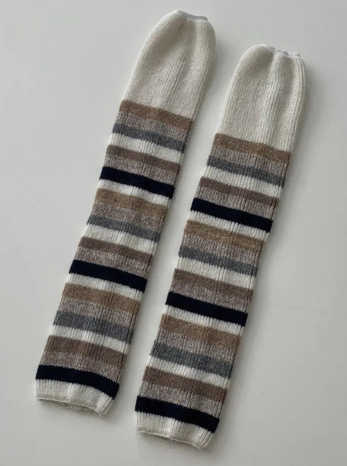 'Cookies' Thick Knitted Striped Contrasting Pile Socks