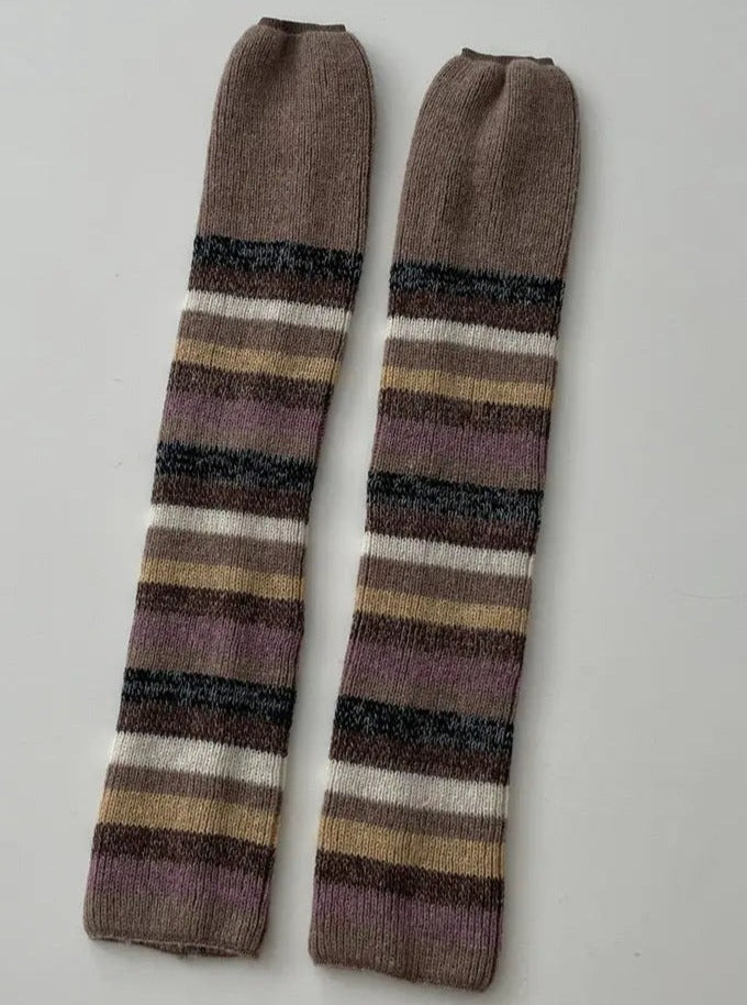 'Cookies' Thick Knitted Striped Contrasting Pile Socks