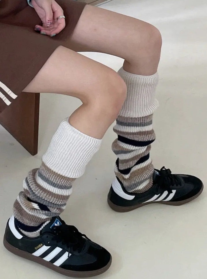 'Cookies' Thick Knitted Striped Contrasting Pile Socks