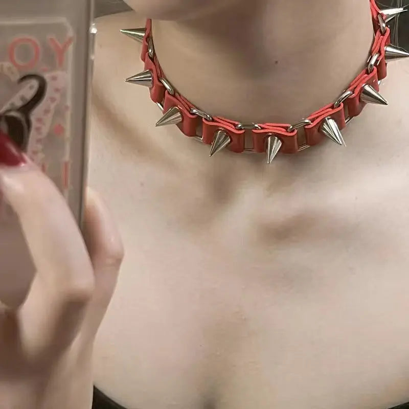 'Thorns' Rivet Punk Pu Choker