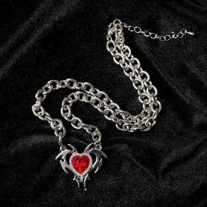 'Thorns & Love' Heart & Wings Shape Necklace