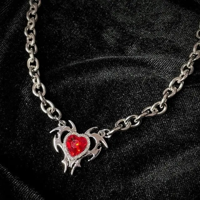 'Thorns & Love' Heart & Wings Shape Necklace