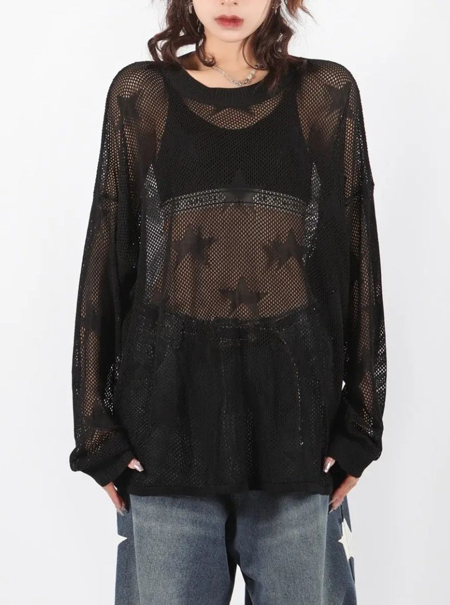 'Throw it Away' Punk Star Oversized Mesh Smock